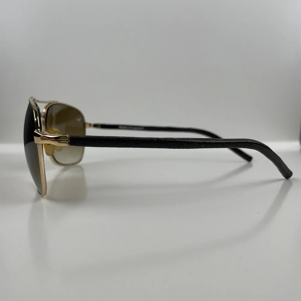 Modern Amusement Aviator Sunglasses Gradient 7s Gold/Brown Leather Y2K 59-14-130